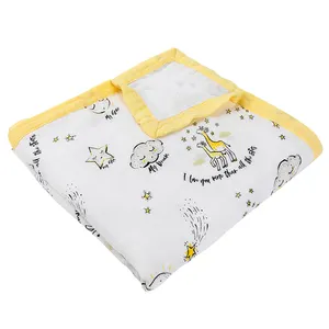High Quality Super Soft Organic Cotton Bamboo Muslin 4 Layer, 6 Layer, 8 layer Newborn Baby Thick Wrap Blanket