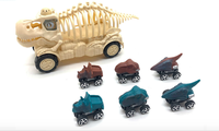 Camion porte-squelettes de dinosaures en plastique avec lumières et sons, et 6 mini-dinosaures à rétrofriction pour enfants de 2,5 mois à 12 ans
