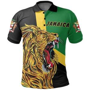 Sublimación impresa Día DE LA Independencia de Jamaica Polo Jamaica Lion Roar Polo con estilo salvaje Dropshipping OEM ODM - Product Image 4