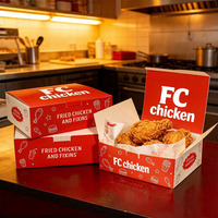 Boîtes à emporter pour poulet frit imprimées sur mesure, boîtes d'emballage en papier jetables de qualité alimentaire pour poulet et hamburgers, pour la restauration rapide