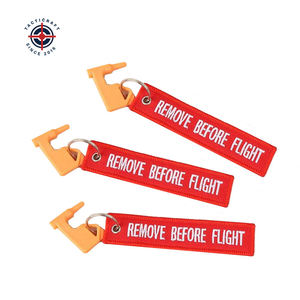 ป้ายกุญแจปักลายแบบกำหนดเองจากโรงงาน พร้อมข้อความ "Remove Before Flight"  ตกแต่งสไตล์ทหาร พร้อมห่วงคล้องแบบปลดเร็ว - Product Image 1