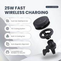 Dock Pengisian Daya Nirkabel OEM 25W Khusus dengan Dudukan Ventilasi Udara dan Kipas Pendingin Aktif TEC untuk iPhone 18-12, untuk Samsung Galaxy