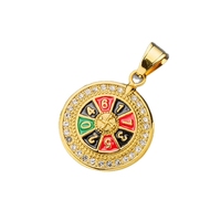 Collier pendentif roulette plaqué or en acier inoxydable avec cadran numérique entièrement serti de diamants – Grande Vente