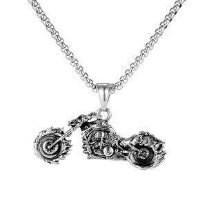 Collier à pendentif squelette de <span class=keywords><strong>moto</strong></span> de style punk pour hommes tendance en alliage de métal avec chaîne de boîte pour les mariages et les fêtes - Product Image 1