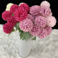 Flores artificiales 6 cabezas de seda Hortensias Pompon Ramos de flores para boda Hogar y otras ocasiones Arreglo floral