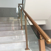 Poteau de balustrade en acier inoxydable doré rose de qualité supérieure avec verre trempé feuilleté et design minimaliste pour escaliers et balcons d'appartements