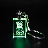 Großhandel Hochwertiger Blanko-Kristallglas-Schlüsselanhänger mit LED-Blinklicht 3D-Lasergravur Kristallglas-Schlüsselanhänger als Geschenk