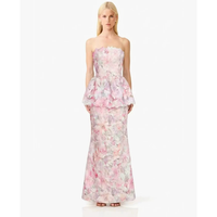 Robe longue sirène élégante sans bretelles à imprimé floral pour femme, idéale pour les soirées formelles et les occasions spéciales