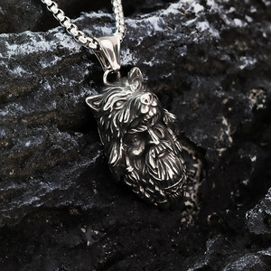 Collar yunnique Viking con colgante de cabeza de lobo de Odín, collar de acero inoxidable para hombre, diseño de animales vintage, joyería de regalo - Product Image 3