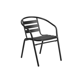 De Metal restaurante pila silla de aluminio listones (paquete de 4) negro - Product Image 1