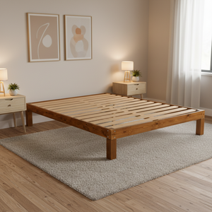 Cadre de lit king size avec tête de lit, 100% <span class=keywords><strong>bois</strong></span> massif, style scandinave, compatible avec tous les matelas, antidérapant, assemblage <span class=keywords><strong>en</strong></span> 30 minutes - Product Image 4