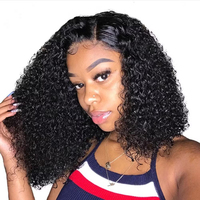 Perruques Bob Courtes Frisées Kinky Vietnamiennes en Gros, Perruques en Cheveux Humains avec Dentelle Frontale HD, Fournisseur de Perruques en Cheveux Humains pour Femmes Noires