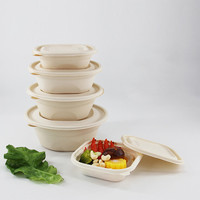 Boîtes alimentaires carrées biodégradables en bagasse 8x8, boîte à lunch à 3 compartiments, boîtes à emporter avec couvercles pour sucre et lait