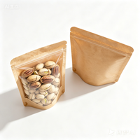 Bolsa de Papel Kraft Personalizada a Prueba de Humedad con Ventana Transparente y Cierre Hermético para Envasado de Frutos Secos y Alimentos
