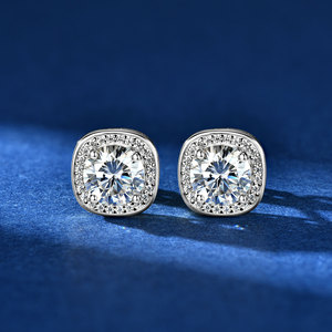 Best Selling Elegant Classic Round Cut 1ct VVS GRA Moissanite Halo <b>Stud</b> <b>Earrings</b> Bezel <b>Set</b> Copper 14K Gold Filled Unisex Jewelry - Product Image 6