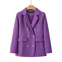 Blazer croisé pour femme avec boutons dorés, revers, manches longues, couleur unie, manteau décontracté pour le bureau et les trajets quotidiens