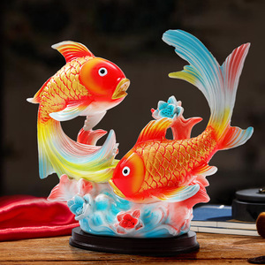 Koi Fish <b>Ornament</b> Resin Feng Shui Decor For Living Room Chinese New Year Gift - Product Image 3