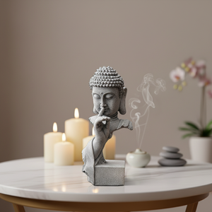 Statue de Bouddha Sakyamuni en résine, le silence est d'or, sculpture <span class=keywords><strong>zen</strong></span> et méditation, décoration de jardin, vente en gros - Product Image 6