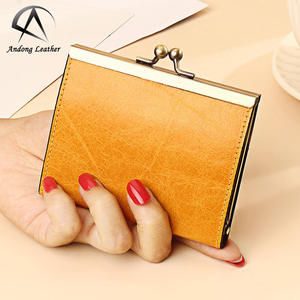 Portefeuille porte-cartes en cuir de vache véritable Andong pour femmes, portefeuille rétro à la mode, petits portefeuilles de poche pour femmes - Product Image 1