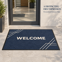 Tapis d'entrée intérieur commercial robuste HM avec logo personnalisé, réversible, écologique, lavable, en nylon, avec dos antidérapant en caoutchouc