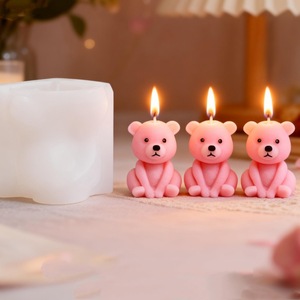 Valentine Teddy Bear Silicone Mold For Candle Cake Decoration Craft DIY Molding Tool Transparent White - Product Image 4