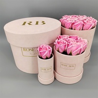 Boîte ronde en velours gaufré UV, style mode, vente chaude, personnalisée, haute qualité, matériaux recyclés, rose, pour la Saint-Valentin, emballage fantaisie