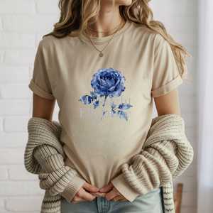 OEM ODM Blue Rose Floral Elegance T <strong>Shirt</strong> with text - Product Image 2