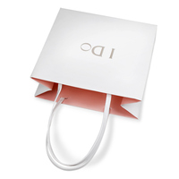 Bolsas de Papel para Regalo de Boda de Lujo, Hechas a Mano, con Logotipo Personalizado, Color Blanco y Rosa Clásico, Tamaño Pequeño, con Asas Retorcidas, Impresión Digital