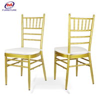 Chaises Chiavari en métal doré de luxe empilables pour mariages, événements, banquets, hôtels et fêtes – Vente en gros directe usine de Foshan, Chine