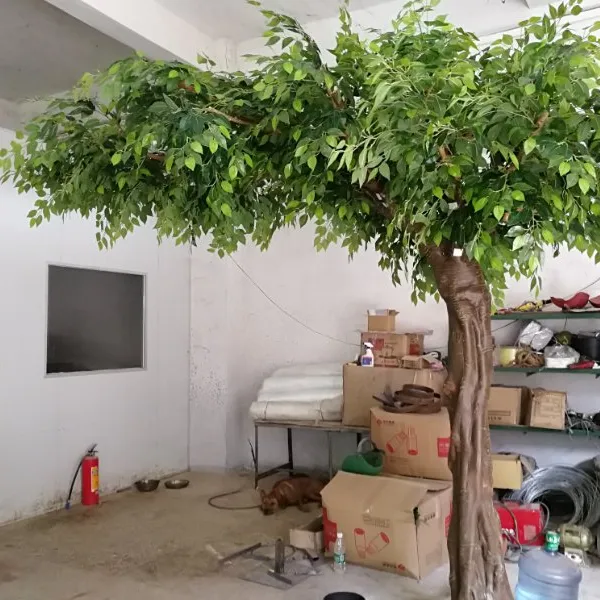 Su misura Artificiale Coperta Ad Arco Ficus Albero con Oro Foglie Verdi