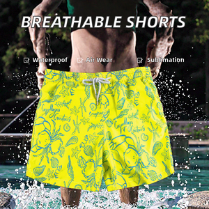 Custom Sublimation Printed 100% <b>Polyester</b> Breathable Waterproof Summer Casual Sports Men's High Waist Drawstring Solid <b>Shorts</b> - Product Image 2