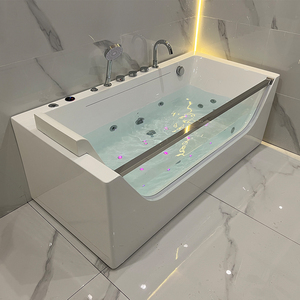 Massage-Badewanne für Eine Person Freistehend mit Glas-LED-Beleuchtung - Product Image 2