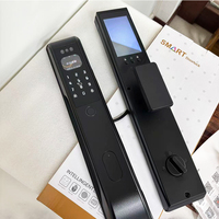 Serrure de porte intelligente A60 noir mat avec WiFi et contrôle par application, en alliage d'aluminium pour portes résidentielles et accès par code