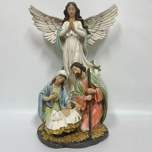 Crèche de la Sainte Famille de 12 pouces avec statue d'Ange <span class=keywords><strong>Gabriel</strong></span> Décoration de Noël pour la maison - Product Image 3