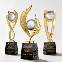 Trophée de tournoi de golf haut de gamme en métal gravé avec cristal artificiel, personnalisé pour la récompense des champions et des activités de club