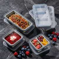 Opvouwbare luchtdichte siliconen lunchbox met compartimenten, klikdeksel, lekbestendig, geschikt voor vriezer en magnetron, ruimtebesparend, bento