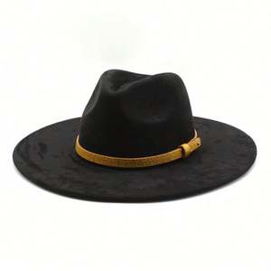 Sombrero Fedora de Gamuza con Correa de Cuero, Colorido, con Forma de Corazón de Durazno, para Hombre y Mujer, Ala Ancha, Estilo Jazz - Product Image 3