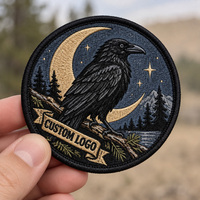 Patch brodé APEX motif corbeau, logo personnalisé, marque, broderie satinée de luxe, patch brodé thermocollant pour chapeaux
