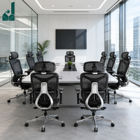 Chaise de bureau ergonomique moderne pivotante noire entièrement en maille avec hauteur réglable, support lombaire papillon en Y pour cadre supérieur et personnel