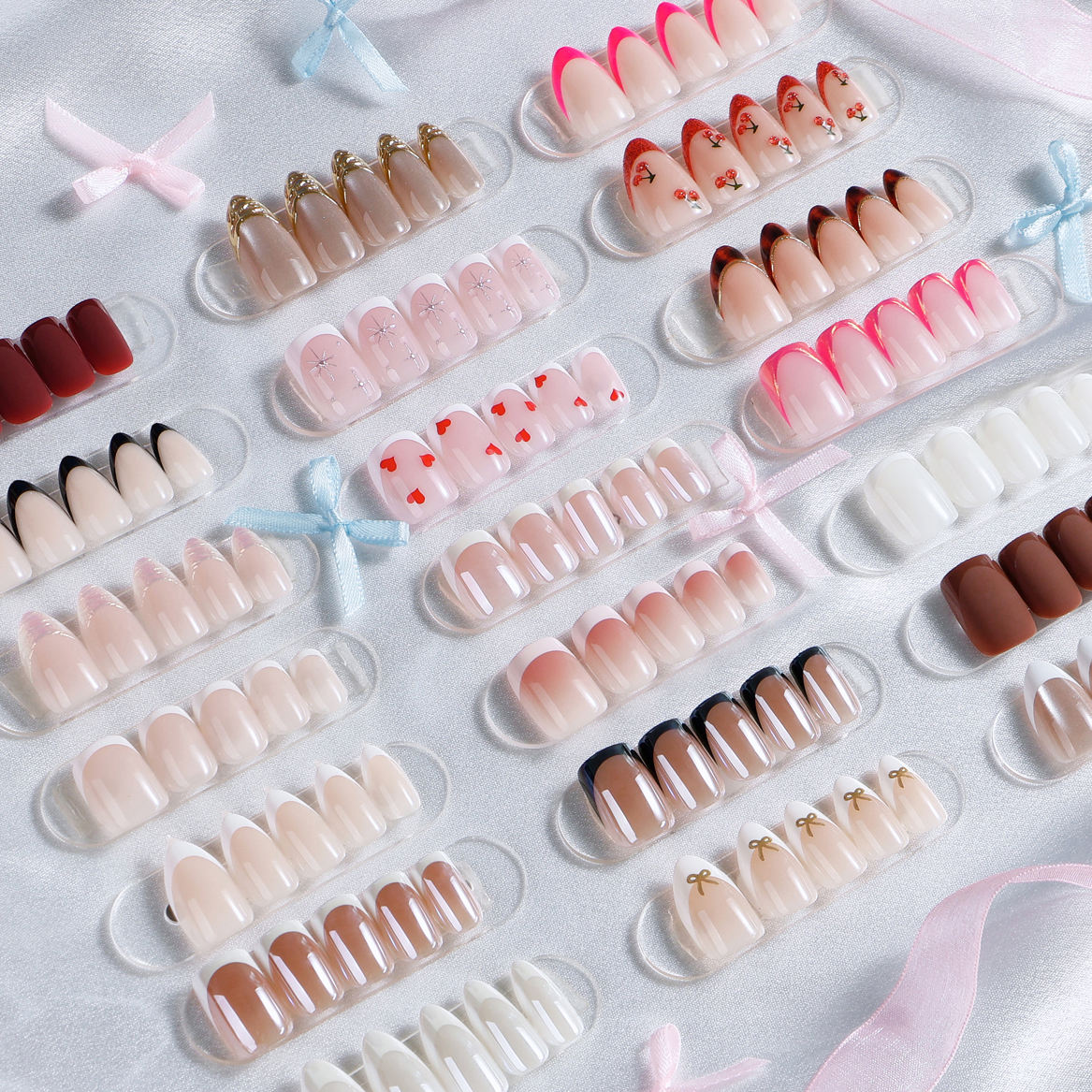 Private Label Luxury Short Artificial Fake False Nails Wholesale Soft Gel Faux Ongles Handmade Bulk Custom Press on Nails En Gel