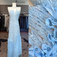 Tissu de dentelle brodé à la main de haute qualité avec perles et perles pour lacets de mariée Textile 3D Grand prix par cour