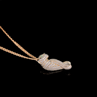 Parure Zircon Or Blanc Exquise et Élégante Unisexe, Boucles d'Oreilles et Collier, Fabrication d'Usine, Bijoux Sauvages et Séduisants, Style Tête de Léopard