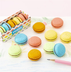 2023 studenti di cancelleria Macarons a forma di gomma cartone animato all'ingrosso studente premio per bambini biscotti gomma - Product Image 3