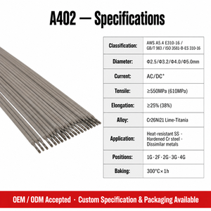 <span class=keywords><strong>Electrodo</strong></span> de Soldadura de Acero Inoxidable A402 E310-16 Cr26Ni21 Recubierto de Rutilo para Equipos de Horno Resistentes al Calor 2520 - Product Image 3
