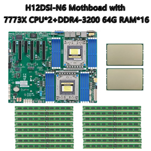 มาเธอร์บอร์ดเซิร์ฟเวอร์ H12DSI-N6 7773X 2 * <span class=keywords><strong>epyc</strong></span> 64C 2.2GHz/128T 768MB 280W หน่วยประมวลผลซีพียูและ16*64GB DDR4หน่วยความจำแรม3200MHz - Product Image 2