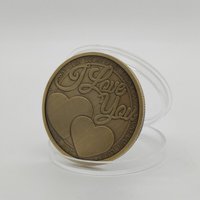 Médaille commémorative en bronze antique plaqué argent, sculptée en 3D, en forme de cœur avec la lettre 'LOVE', pour la fête des pères, confession d'amour, en métal