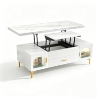 Table de salon multifonctionnelle moderne style crème, relevable, pliable et mobile 2-en-1, pour café et repas, personnalisable OEM ODM