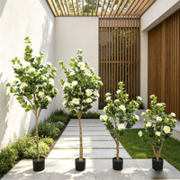 Arbre de Camélia Artificiel, Grande Plante en Pot en Plastique, Plante Haute Réaliste, Arbre Décoratif, Fleur