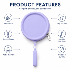 Porte-monnaie universel rond en silicone, mini étui pour écouteurs, sac de rangement portable pour câbles de données, petite pochette à bijoux pour femmes et enfants - Product Image 5