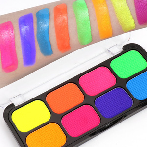 Kit de pintura facial soluble en agua, 8 colores, paleta de dos tonos con pincel para maquillaje artístico corporal de Halloween - Product Image 2